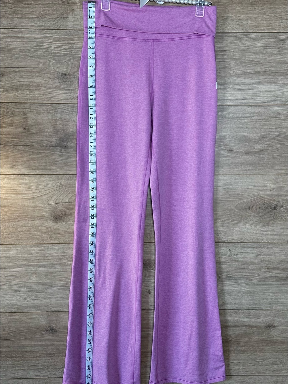 Vuori Pink Halo Foldover Pants Flare High-Rise Yoga Pants - Picture 5 of 9